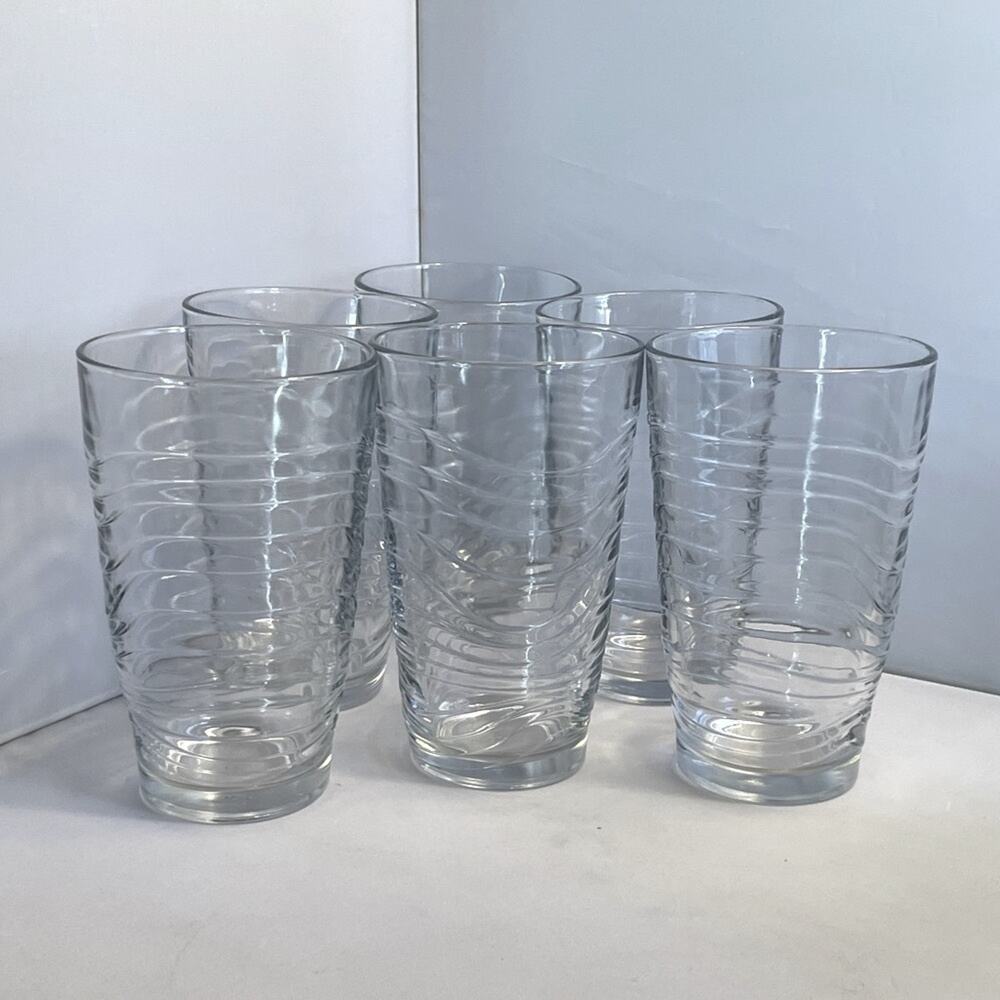Libbey Orbita Drinking Glasses Set of 6 Cooler Water Tea EUC